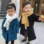 Winter Grid Jackets Boys girls Woolen Double-breasted Baby Boy Trench Coat Lapel Kids Outerwear Coats Wool Coat Winter Overcoat