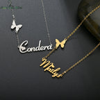 Nextvance Personalized Name Necklace Butterfly Stainless Steel Customized Pendant Chain Lover For Women Creative Gift Jewelry