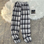 Pants Women New Bunch of feet Fashion Loose Black Plaid Summer Harajuku Students Streetwear Harem Long Trousers Womens Chic
