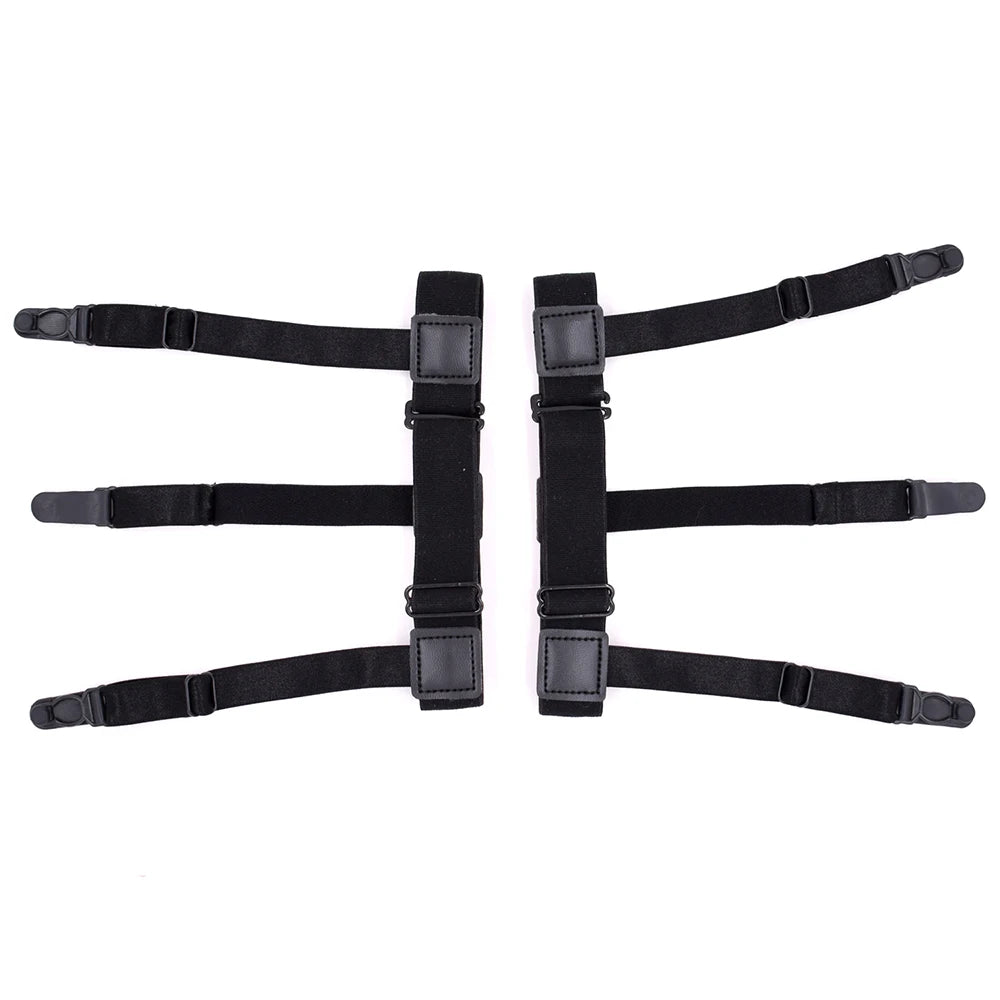 Men's Shirt Stays Adjustable Elastic Shirt Tuckers Garters Shirt Holders with Non-Slip Locking Clamps for Police Military-Black