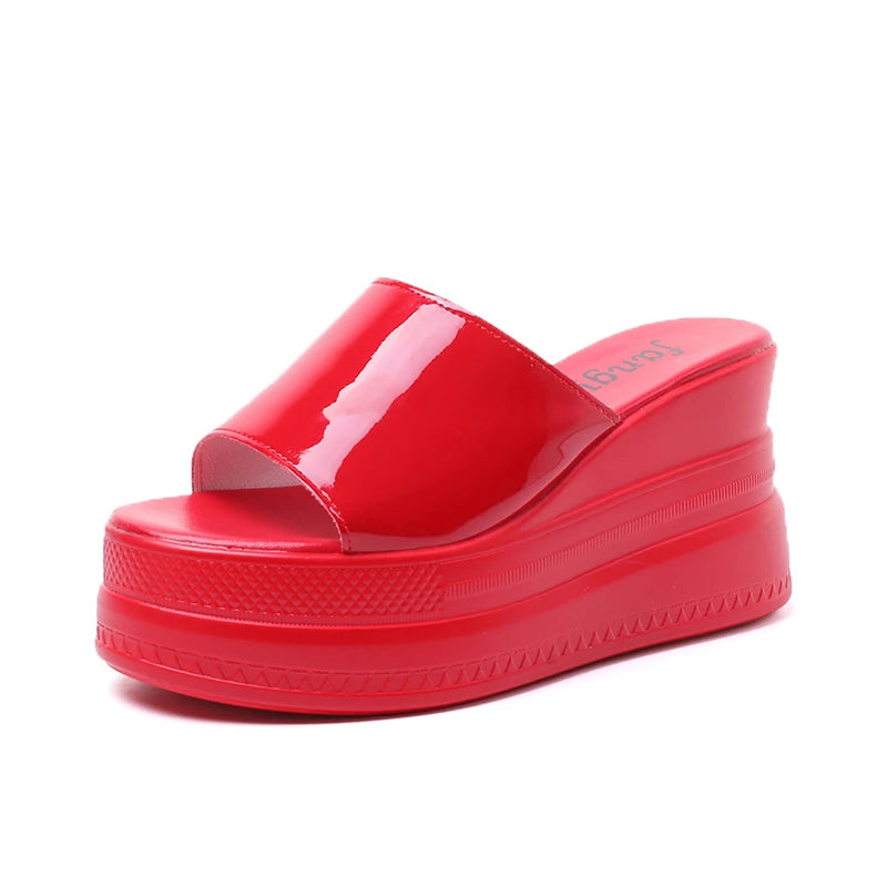Women Slippers Female Shoes Rubber Beach Slippers For Women Ladies High Platform Flip Flops Red Slides New Summer Shoes Woman