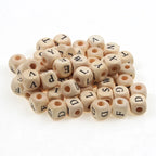 Natural Wooden 50pcs10mm Square Letter Beads Handmade Making Fashion Jewelry Gasket Beads DIY Wooden Bead Carfts Letter Optional