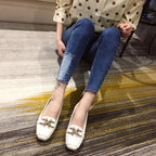 Woman's Flats Casuales for Female Soft Bottom Comfortable Square Head Single Shoes White Black Red Ladies Spring Autumn Loafers