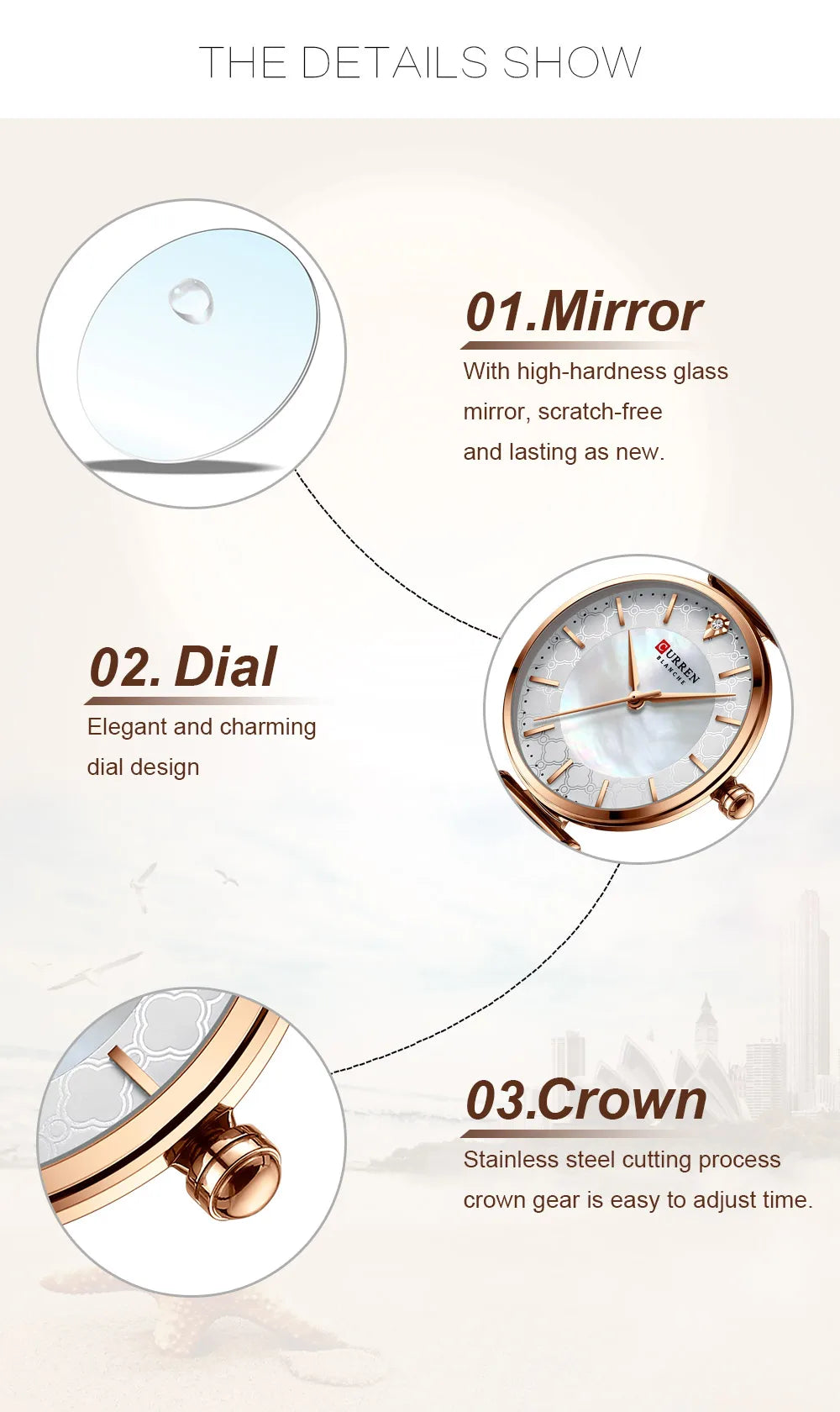 Watches for Women Luxury Brand CURREN Elegant Thin Quartz Wristwatch with Stainless Steel Simple Female Clock