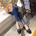 Woman's Flats Casuales for Female Soft Bottom Comfortable Square Head Single Shoes White Black Red Ladies Spring Autumn Loafers