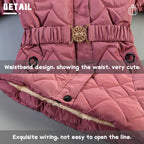Winter Girls Jacket,Warm Thick Cotton Coat,Fashion Fur Hooded Children's Outerwear,Hairballs Zipper Elastic Waistband Coats