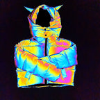 Winter Women Rainbow Reflective Horn Hooded Parkas Down Bubble Coat Puffer Jacket Bling Luminous Cute Hooded Down Jacket Outcoat