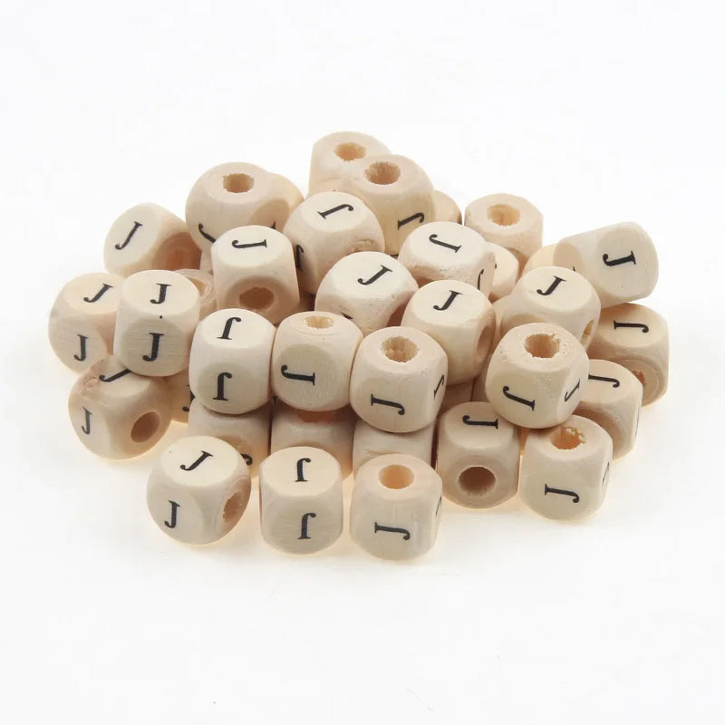 Natural Wooden 50pcs10mm Square Letter Beads Handmade Making Fashion Jewelry Gasket Beads DIY Wooden Bead Carfts Letter Optional