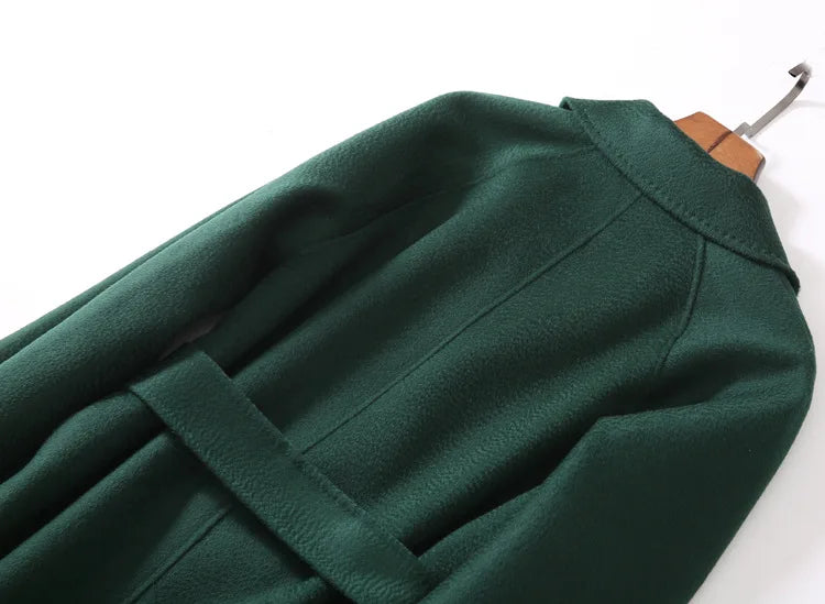 Winter Korean Popular High-end Water Corrugated Woolen Overcoat 2023 Fashion Long Bathrobe Style 100% Wool Jacket Coat Women