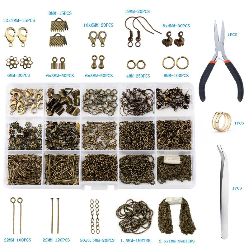 Alloy Accessories Jewelry Findings Set Copper Wire Open Jump Rings Jewelry Making ToolsEarring Hook Jewelry Making Supplies Kit