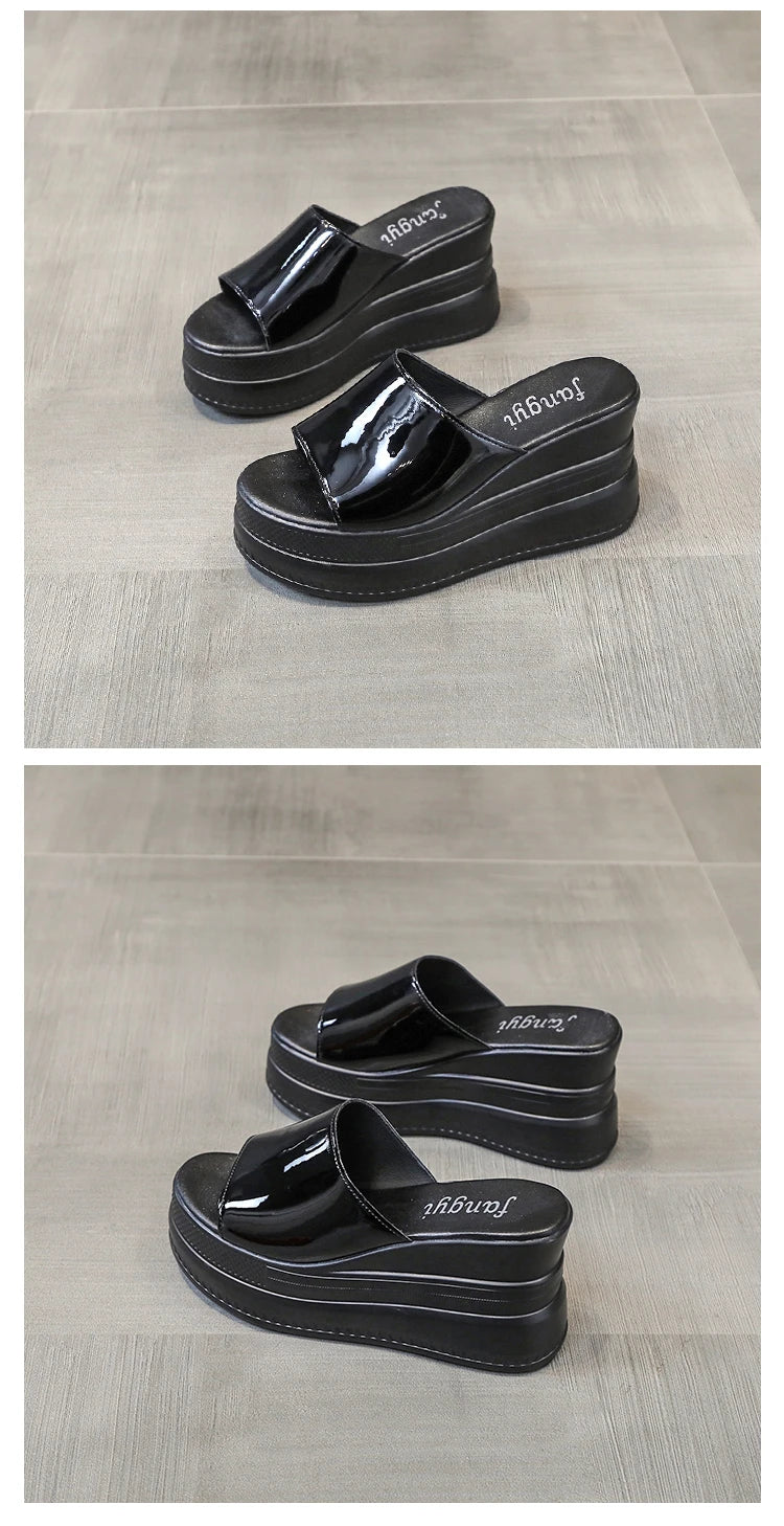 Women Slippers Female Shoes Rubber Beach Slippers For Women Ladies High Platform Flip Flops Red Slides New Summer Shoes Woman