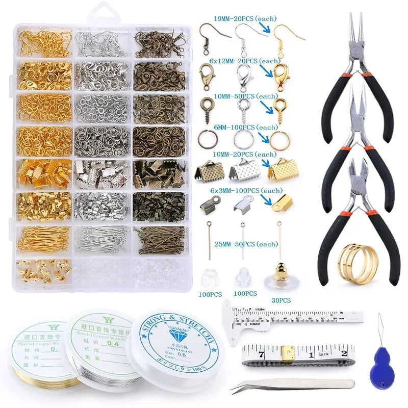 Alloy Accessories Jewelry Findings Set Copper Wire Open Jump Rings Jewelry Making ToolsEarring Hook Jewelry Making Supplies Kit