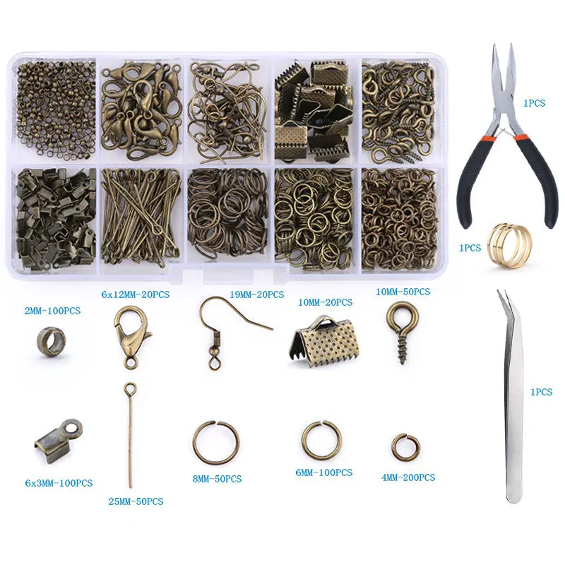 Alloy Accessories Jewelry Findings Set Copper Wire Open Jump Rings Jewelry Making ToolsEarring Hook Jewelry Making Supplies Kit