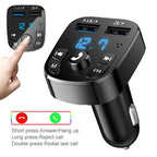 Car Hands-free Bluetooth-compaitable 5.0 FM Transmitter Car Kit MP3 Modulator Player Handsfree Audio Receiver 2 USB Fast Charger