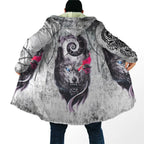 Winter Men For Women Hooded Cloak Darkness Wolf Love Gets you Hurt 3D All Over Prined Fleece wind breaker Warm Hood Cloak