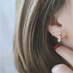 925 Sterling Silver French Small Flower Earrings Women Light Luxury Temperament Wedding Party Jewelry Girlfriend Gift