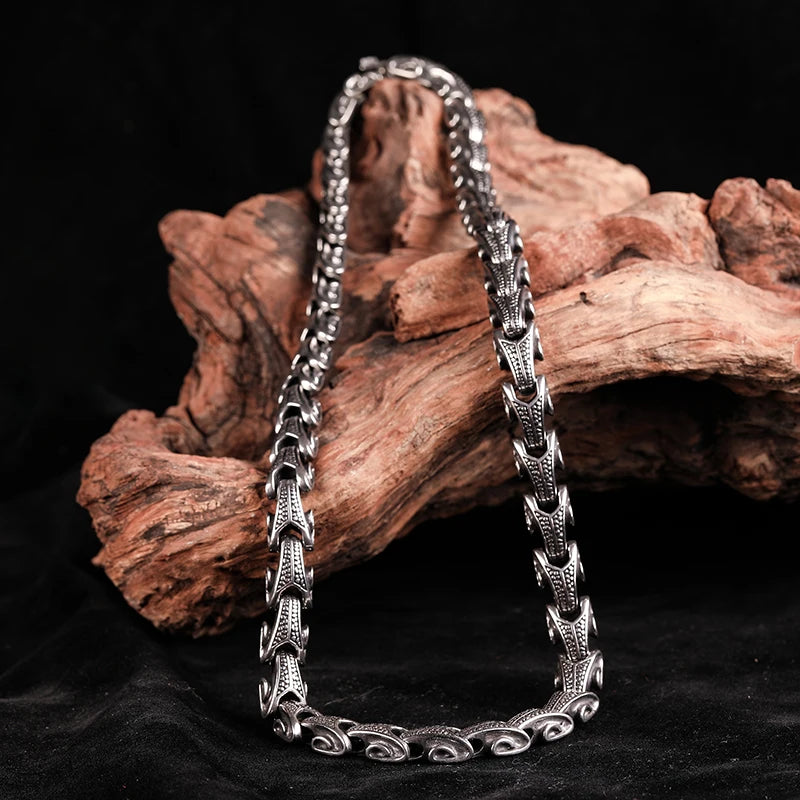 Gothic Dragon Keel Chain Choker Necklace For Men Heavy 316L Stainless Steel On Neck Jewelry Birthday Gifts For Boyfriend Father