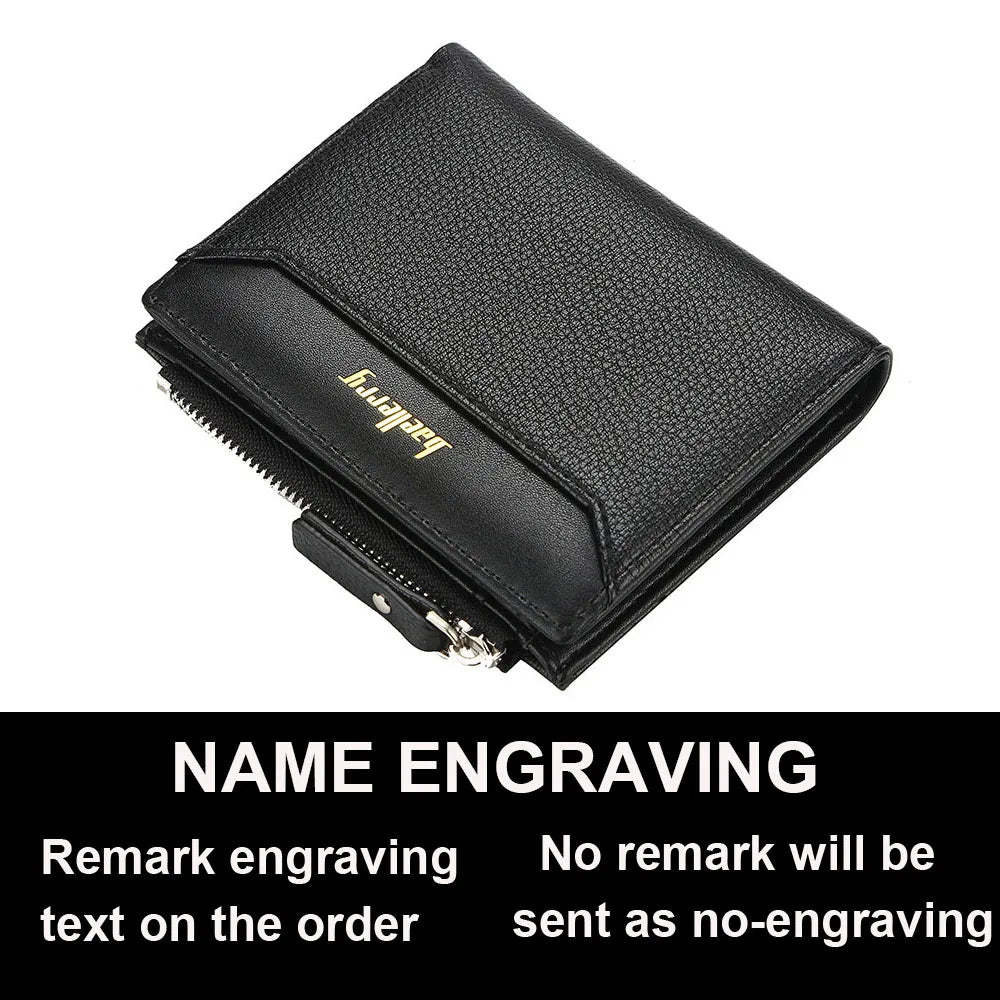2024 New Men Wallets Free Name Customized Short Male Purse Zipper High Quality Card Holder PU Leather Wallet For Men