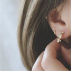 925 Sterling Silver French Small Flower Earrings Women Light Luxury Temperament Wedding Party Jewelry Girlfriend Gift