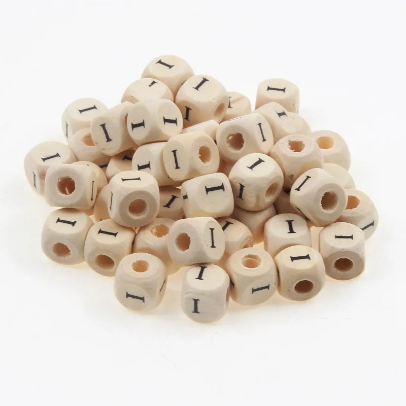 Natural Wooden 50pcs10mm Square Letter Beads Handmade Making Fashion Jewelry Gasket Beads DIY Wooden Bead Carfts Letter Optional