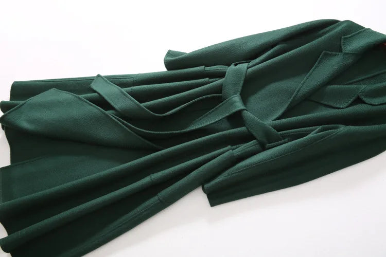 Winter Korean Popular High-end Water Corrugated Woolen Overcoat 2023 Fashion Long Bathrobe Style 100% Wool Jacket Coat Women