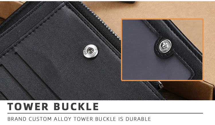 2024 New Men Wallets Free Name Customized Short Male Purse Zipper High Quality Card Holder PU Leather Wallet For Men