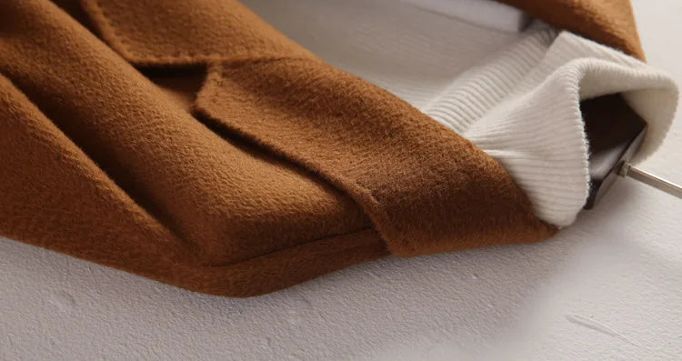 Winter Korean Popular High-end Water Corrugated Woolen Overcoat 2023 Fashion Long Bathrobe Style 100% Wool Jacket Coat Women