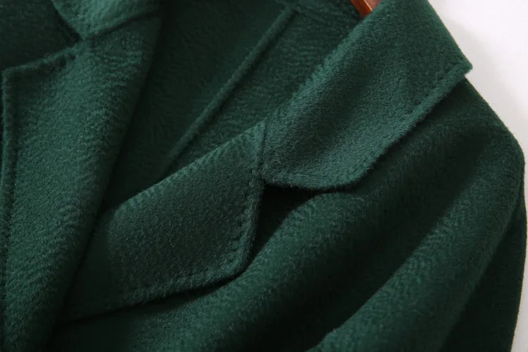 Winter Korean Popular High-end Water Corrugated Woolen Overcoat 2023 Fashion Long Bathrobe Style 100% Wool Jacket Coat Women