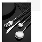 Matte Black Silver Cutlery Set Kitchen Tableware Restaurant Western Dinnerware Knife Dessert Fork Coffee Spoon Teaspoon Flatware