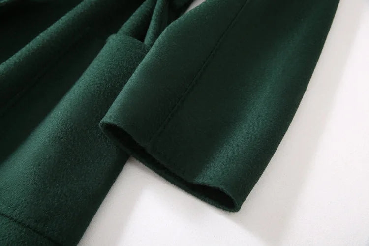 Winter Korean Popular High-end Water Corrugated Woolen Overcoat 2023 Fashion Long Bathrobe Style 100% Wool Jacket Coat Women