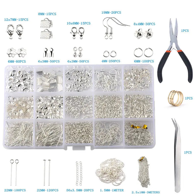Alloy Accessories Jewelry Findings Set Copper Wire Open Jump Rings Jewelry Making ToolsEarring Hook Jewelry Making Supplies Kit