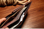 GENODERN Cow Leather Men Wallets with Coin Pocket Vintage Male Purse RFID Blocking Genuine Leather Men Wallet with Card Holders