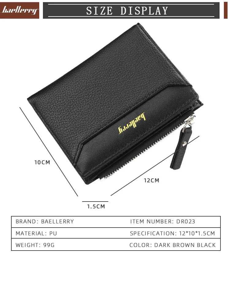 2024 New Men Wallets Free Name Customized Short Male Purse Zipper High Quality Card Holder PU Leather Wallet For Men