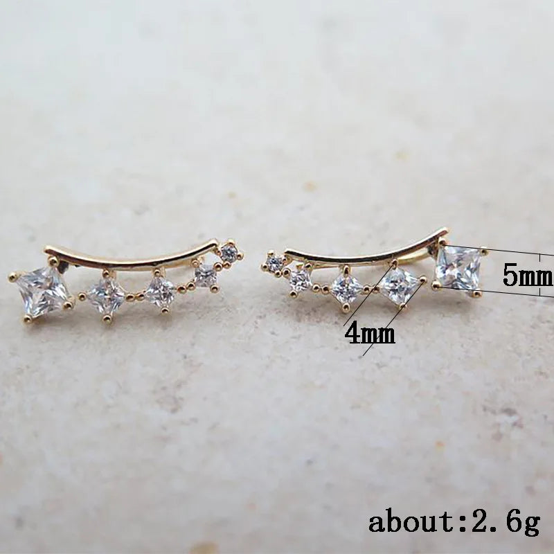 Simple Stylish Star Women Stud Earrings Shiny White Zircon Exquisite Star Square Geometric Female Earring Fashion Jewelry Gifts