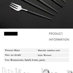Matte Black Silver Cutlery Set Kitchen Tableware Restaurant Western Dinnerware Knife Dessert Fork Coffee Spoon Teaspoon Flatware