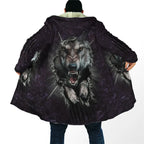 Winter Men For Women Hooded Cloak Darkness Wolf Love Gets you Hurt 3D All Over Prined Fleece wind breaker Warm Hood Cloak