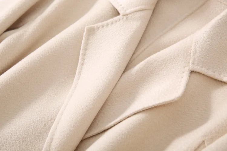 Winter Korean Popular High-end Water Corrugated Woolen Overcoat 2023 Fashion Long Bathrobe Style 100% Wool Jacket Coat Women