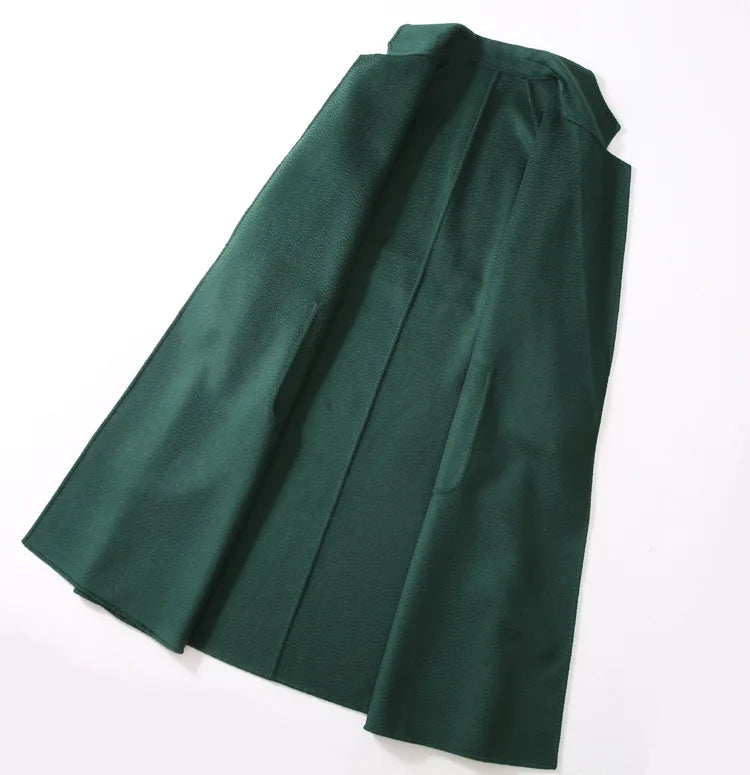 Winter Korean Popular High-end Water Corrugated Woolen Overcoat 2023 Fashion Long Bathrobe Style 100% Wool Jacket Coat Women