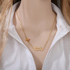 Nextvance Personalized Name Necklace Butterfly Stainless Steel Customized Pendant Chain Lover For Women Creative Gift Jewelry