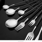 Matte Black Silver Cutlery Set Kitchen Tableware Restaurant Western Dinnerware Knife Dessert Fork Coffee Spoon Teaspoon Flatware