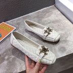 Woman's Flats Casuales for Female Soft Bottom Comfortable Square Head Single Shoes White Black Red Ladies Spring Autumn Loafers