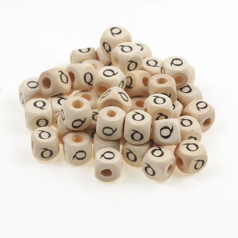 Natural Wooden 50pcs10mm Square Letter Beads Handmade Making Fashion Jewelry Gasket Beads DIY Wooden Bead Carfts Letter Optional