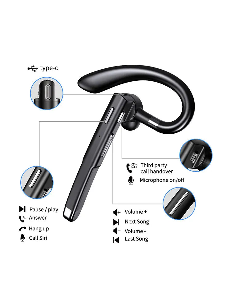 Bluetooth Earphones 5.3 Headphones Stereo Handsfree Noise Canceling Wireless Business Headset With HD Mic For All Smart Phones