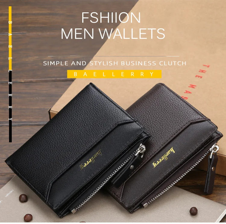 2024 New Men Wallets Free Name Customized Short Male Purse Zipper High Quality Card Holder PU Leather Wallet For Men