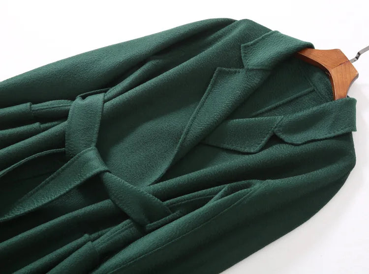 Winter Korean Popular High-end Water Corrugated Woolen Overcoat 2023 Fashion Long Bathrobe Style 100% Wool Jacket Coat Women