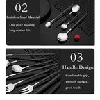 Matte Black Silver Cutlery Set Kitchen Tableware Restaurant Western Dinnerware Knife Dessert Fork Coffee Spoon Teaspoon Flatware