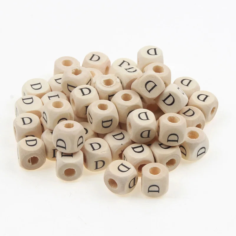 Natural Wooden 50pcs10mm Square Letter Beads Handmade Making Fashion Jewelry Gasket Beads DIY Wooden Bead Carfts Letter Optional