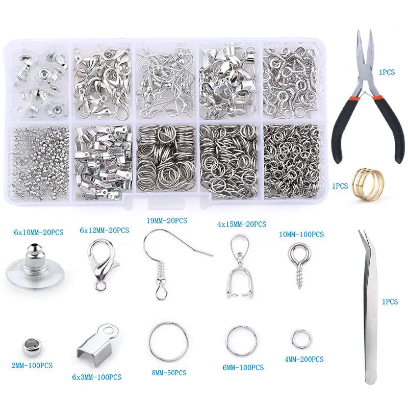 Alloy Accessories Jewelry Findings Set Copper Wire Open Jump Rings Jewelry Making ToolsEarring Hook Jewelry Making Supplies Kit