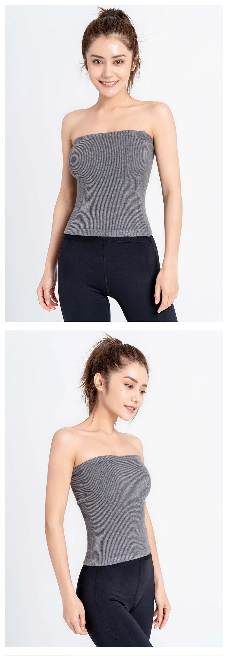 Autumn Winter Warmer Corset Chest Wrap Soft Cotton Yarn Thin Women Knitted Underwear Shapewear Tube Top High Elasticity Seamless