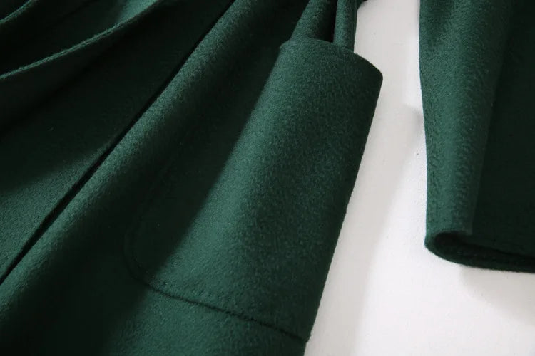 Winter Korean Popular High-end Water Corrugated Woolen Overcoat 2023 Fashion Long Bathrobe Style 100% Wool Jacket Coat Women